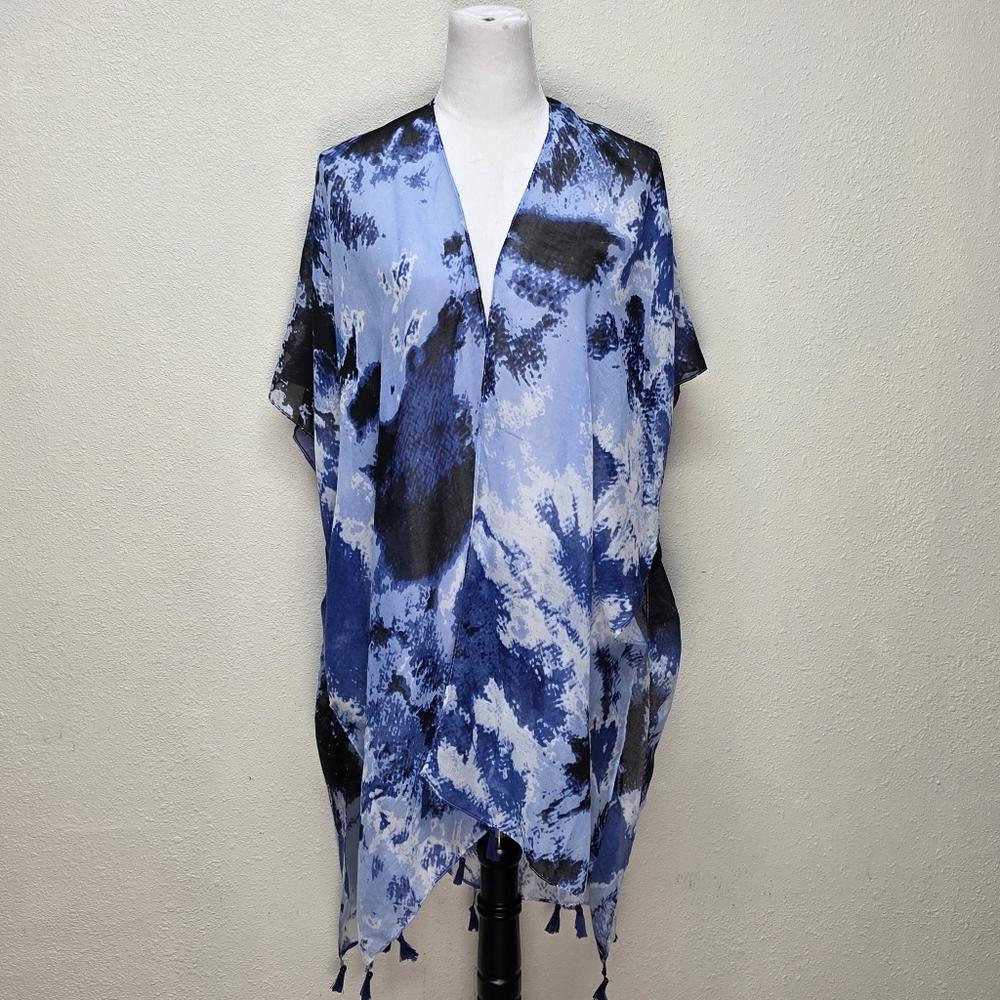 BON VOGAGE Blue and Black Swim Coverup